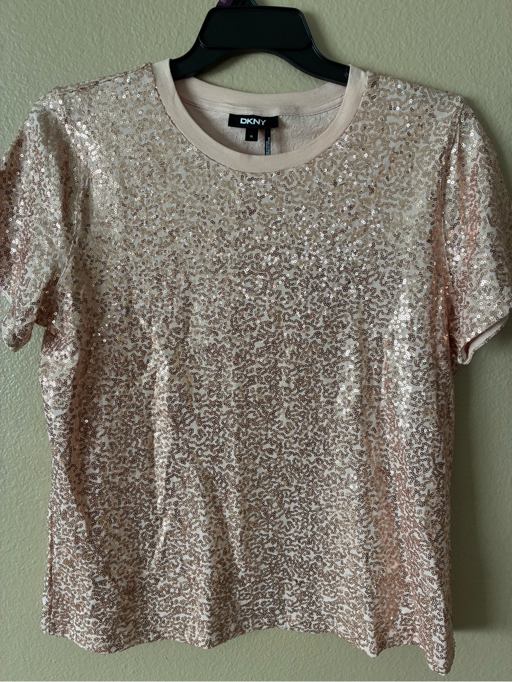DKNY Rose Gold Sequin Short-Sleeve Tee